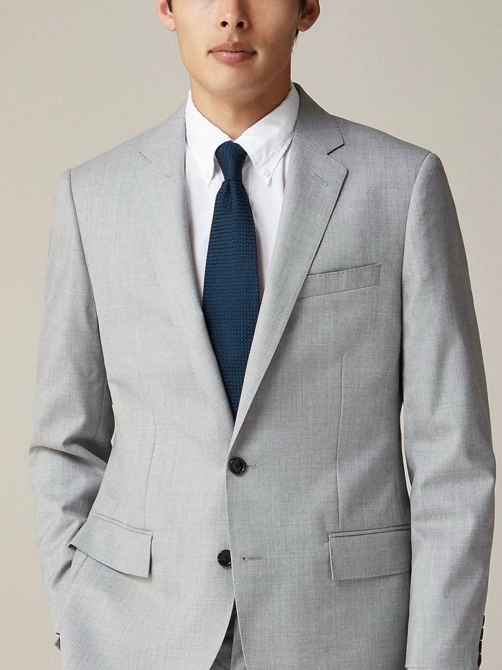 J. Crew Light Gray Two-Button Italian Super 120's Loro Piana Wool Suit Jacket